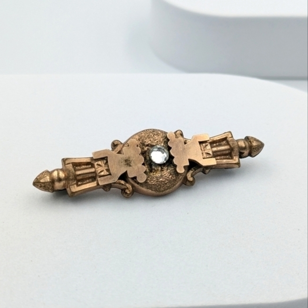 Antique Victorian rose gold filled and paste bar brooch pin